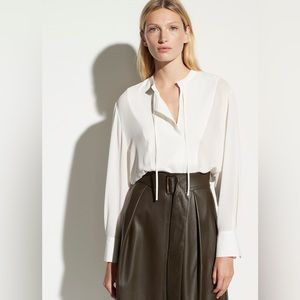 NWT Vince Silk Long Sleeve Tie Neck Blouse